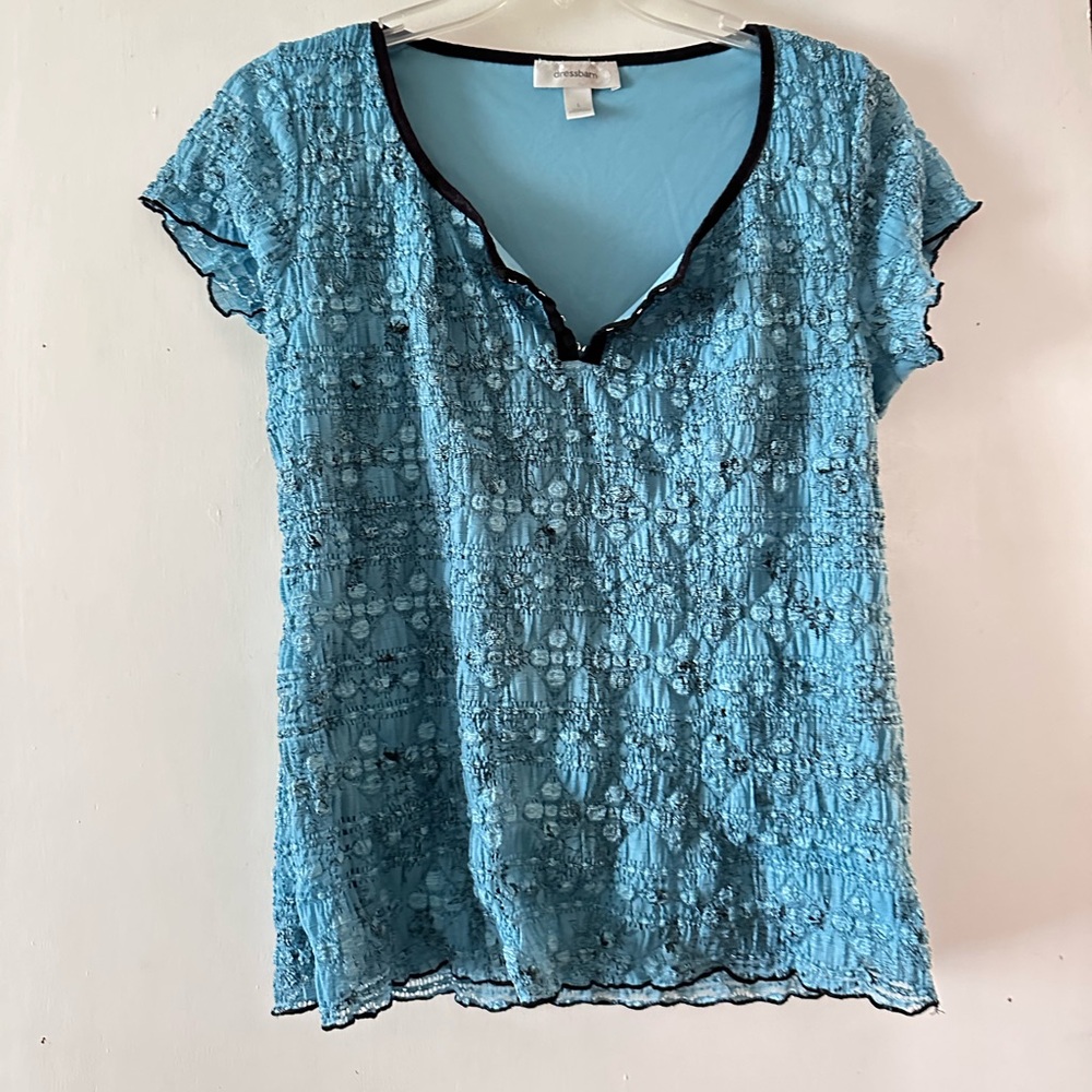 dressbarn Blue Lace Blouse